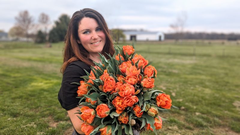 Libby with Orange Tulips